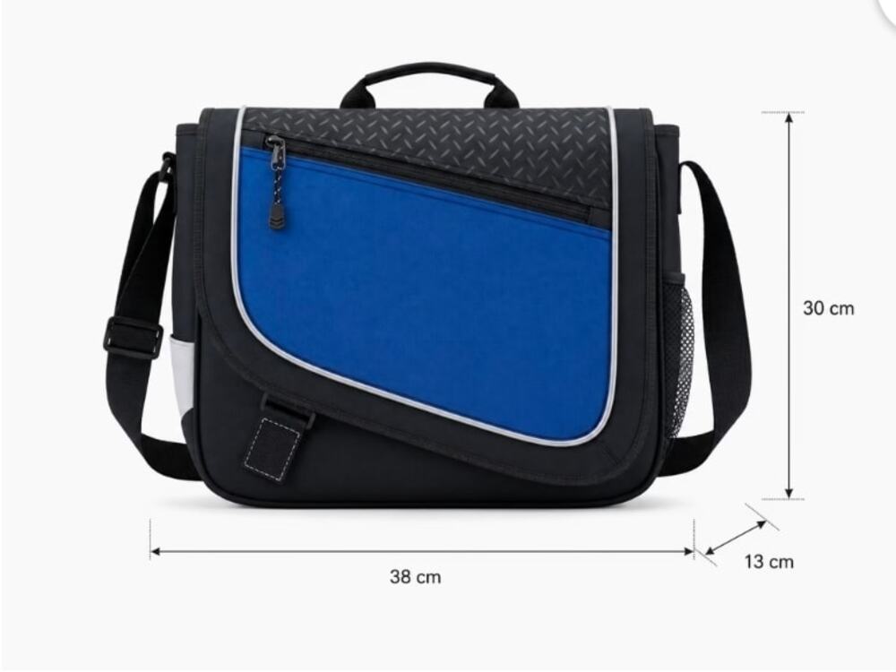 Acro Laptop Messenger Bag 15.6" Blue/Black — Shoulder Bag w/ Organizer Pockets